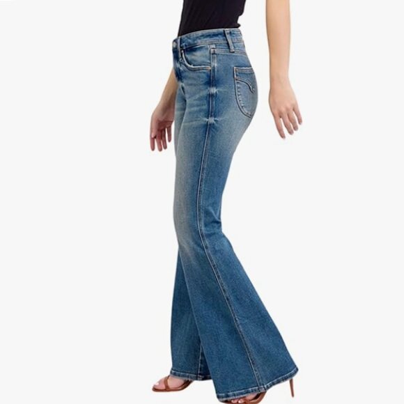 Judy Blue Mid Rise Tummy Control Vintage Wash Back Shield Pocket Flare - Picture 2 of 4